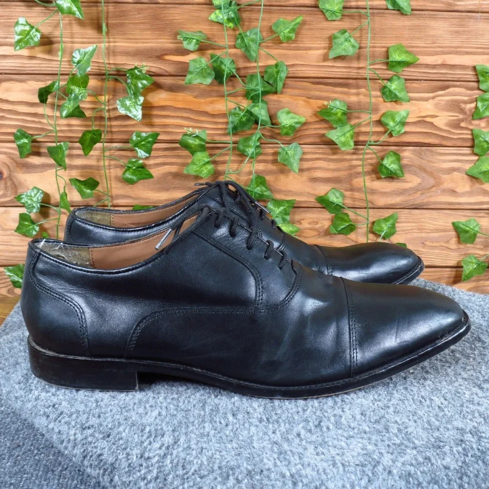 Steve Madden P-Quins Mens Cap Toe Oxford Dress Shoe Sz 11.5 Formal Black Leather